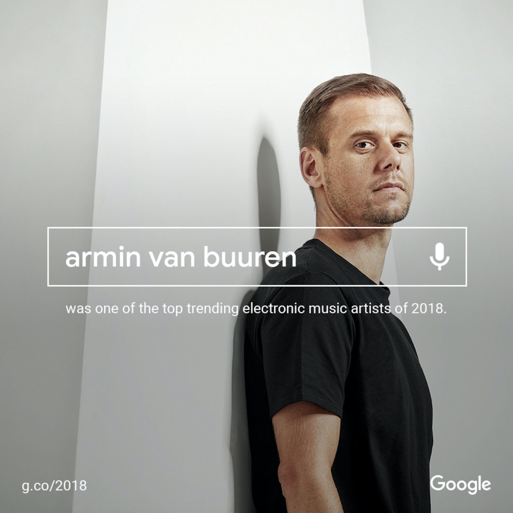 Google announces Armin van Buuren is one of 2018's top 5 most searched names in electronic music!