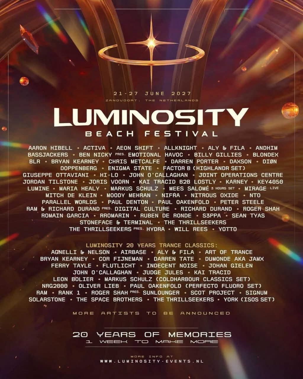 Luminosity Beach Festival 2027 - Years